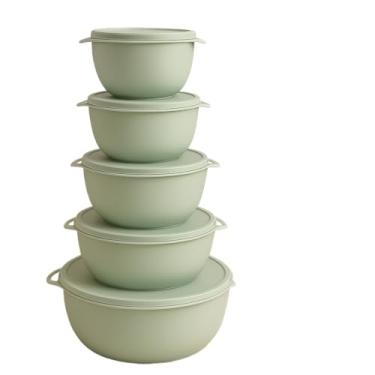 Imagem de Kit 5 Potes Plastico Redondos Bowl Livre Bpa, Vasilhas 3 tamanhos, Tapoer com tampa Hermética(Verde)