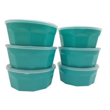 Imagem de 6 Potes Oitavados Com Tampa Marmita Sobremesa 700 Ml Verde - Dehaus