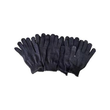 Imagem de Kit com 12 Luvas Pretas Quentinhas Unissex Anti-derrapante Inverno Lis