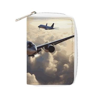 Imagem de NTVOWPZO Carteira masculina com suporte de cartão de crédito macio para cartão de visita, capa de avião com zíper