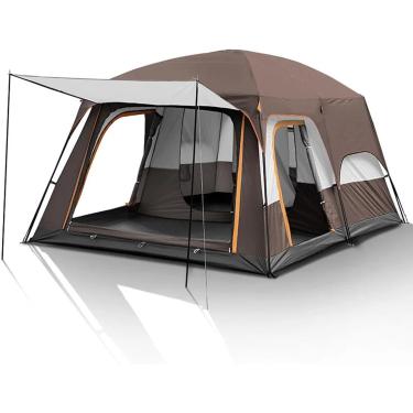 Imagem de Barraca De Acampamento Para 6/12 Pessoas Com Varanda, Tendas De Cabine Para Famílias Grandes 2 Quartos, Capa Dupla Para Chuva Instantânea Ao Ar Livre Para Festa, Caça, Caminhada