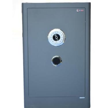 Imagem de Cofre de Segurança Digital com Biometria, Trava Tripla, Revestimento em Couro, Gaveta para Joias