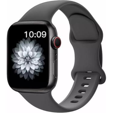 Imagem de Pulseira de silicone macio compatível com Apple Watch séries 10, 9, 8, 7, 6, 5, 4 e 5 mm, 46 mm, 49 mm, ultra para Apple Watch séries 10, 9, 8, 7, 6, 5, 4 e 5 SE, ultra