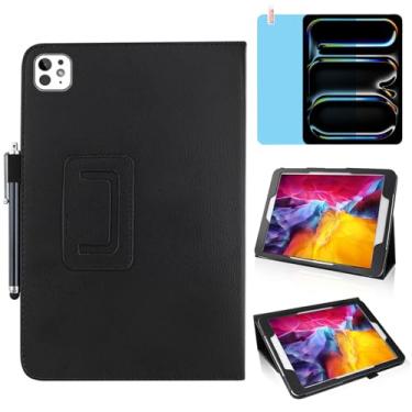 Imagem de Capa de couro fina para iPad Air de 11 polegadas M2 2024 (iPad Air 5ª/4ª geração 2022/2020 10,9 polegadas), suporte multiângulo, capa protetora completa para tablet com caneta Stylus, película de tela