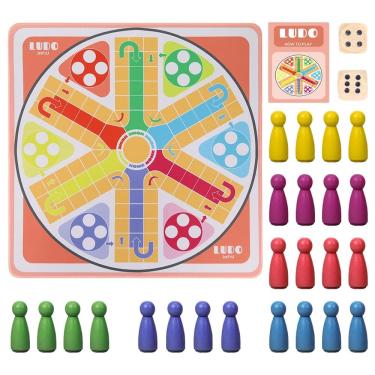 Imagem de Jogo de tabuleiro Ludo JStFru de 20 polegadas para 2-6 jogadores com instruções