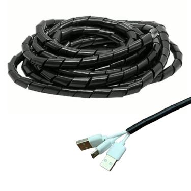 Imagem de Kit 4 Organizador De Fios Cabos 10,5mts Espiral 8mm Eletrônicos Organiza Esconde e Protege (Preto)