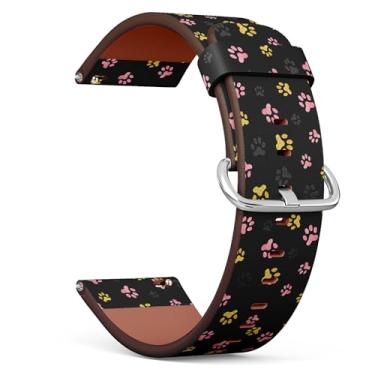 Imagem de THAZEE Pulseira para smartwatch Amazfit GTS 4 / GTS 4 Mini/GTS 3 / GTS 2 / GTS 2e / GTS 2 mini/GTS, pulseira de relógio de couro de substituição de 20 mm (estampa de pata de cachorro)