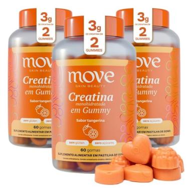 Imagem de Kit 03 Unid Creatina Gummy Move Skin Tangerina 60 Cap.