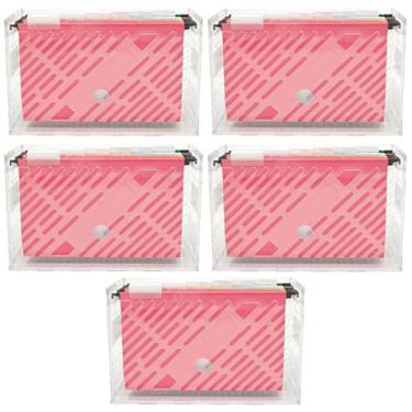 Imagem de Kit 5 Caixas Organizadoras de Pastas Suspensas 6 Divisórias Coloridas Arquivos DelloColor