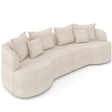 Imagem de Sofá 4 Lugares Orgânico Sala De Estar Living 270cm Ekos K01 Bouclê Cru - Lyam Decor