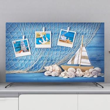 Imagem de Capa contra poeira para TV à prova de poeira moderna 81.3-203.2 cm monitor de tela de TV desktop computador protetor de poeira macio LED LCD protetor de tela plana interior decoração de sala de estar