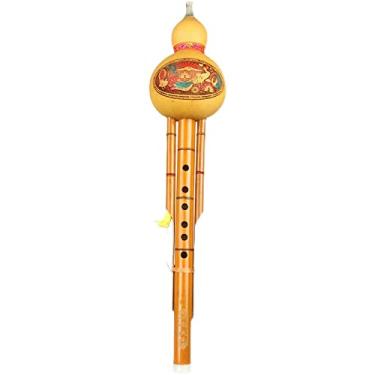 Imagem de TsoLay Flauta chinesa para iniciantes flauta chinesa artesanal Hulusi marrom flauta de bambu natural roxo cabaça de seda instrumentos musicais profissionais para flauta para iniciantes instrumento