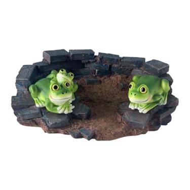 Imagem de WeiLaiKeQi Estátua de jardim de sapo de resina, micropaisagem, ornamento animal, decoração de jardim, estatueta decorativa em miniatura para, Style a