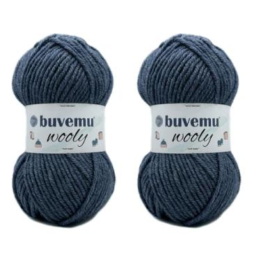 Imagem de Lã macia e volumosa peso #5 fio de crochê de tricô rápido misturado, 25% lã 75% acrílico, 100 gramas (100 g) 100 metros (melange jeans) (2 novelos)