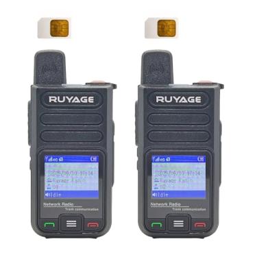 Imagem de Pacote com 2 Walkie Talkies RUYAGE com cartões SIM, rádios bidirecionais portáteis, alcance ilimitado, PTT recarregável Push to Talk por rádio celular de longo alcance (X60)