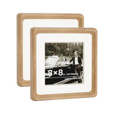 Imagem de HELPLEX Conjunto de 2 molduras premium 20 x 20 cm - madeira de carvalho maciça com vidro temperado HD, conversível 15 x 15 cm fosco ou 20 x 20 cm sem moldura, moldura de parede ou mesa - galeria