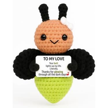 Imagem de Frabaca to My Love Crochet Firefly Plush - Handmade Romantic Gift with Cute Message Card - Christmas, Valentine’s Day, Anniversary, Birthday Present for Girlfriend, Wife, Boyfriend, Husband