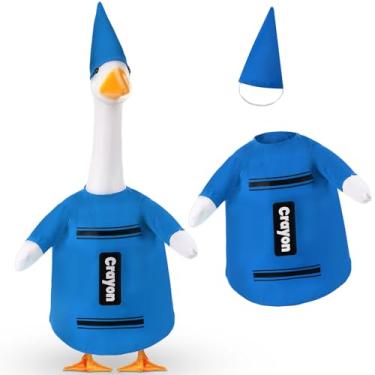 Imagem de SilTriangle Fantasia de ganso para varanda de Halloween, fantasia de ganso de giz de cera para gramado, cimento de gramado, dia das bruxas, escola, jardim, pátio, quintal, decorações ao ar livre (azul