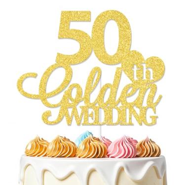 Imagem de Topo de bolo de casamento dourado 50º