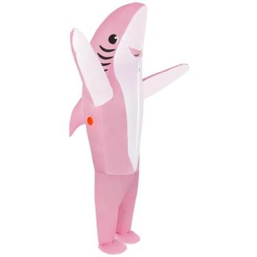 Imagem de Fantasia inflável de tubarão Mike para adultos rosa de Halloween - KMi