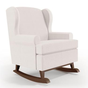 Imagem de Poltrona De Amamentação Com Balanço Malu Base De Madeira P02 Linho Cru - Lyam Decor