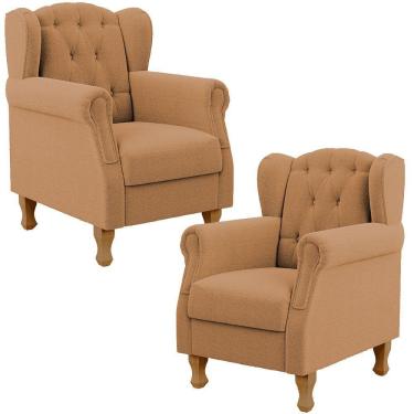 Imagem de Kit 02 Poltronas Decorativa Para Sala De Estar Yara P02 Bouclê Mostarda - Lyam Decor