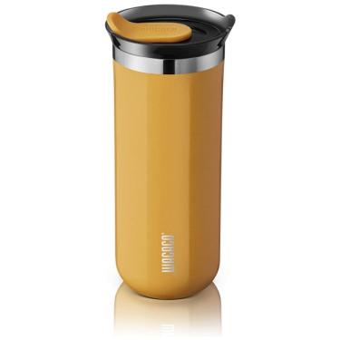 Imagem de Copo para Café 435 mL Isolado a Vácuo Aço Inox Duplo com Tampa, Âmbar, WACACO Octaroma, Dourado