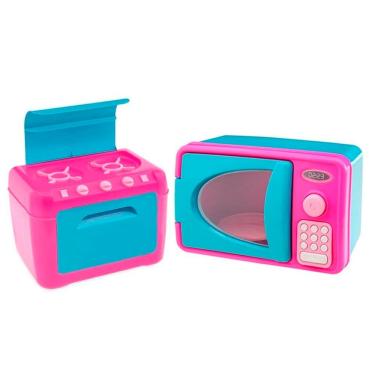 Imagem de Kit Mini Brinquedo Cozinha Fogão E Microondas