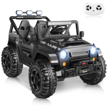 Imagem de Carro Elétrico Infantil, Jeep com Controle Remoto, 2 Lugares Assento Extra Largo, Rodas com Maior Durabilidade e Luz LED, 24V, Hikole, Preto