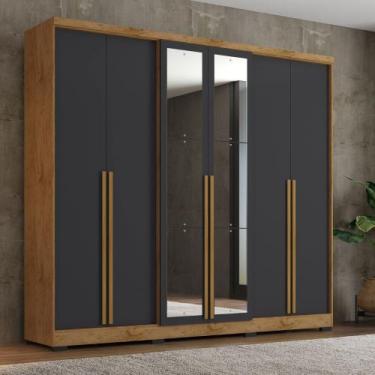 Imagem de Guarda Roupa Casal com Espelho 6 Portas e Pés Serena Mobikasa, Freijo 