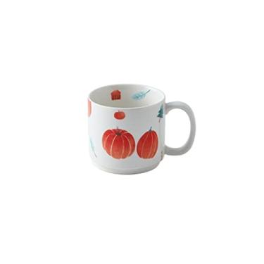 Imagem de GRFIT Caneca criativa de cerâmica caneca de fruta pintada à mão copo de água de cerâmica caneca de café da manhã para leite café bebida caneca de café (cor: latão)