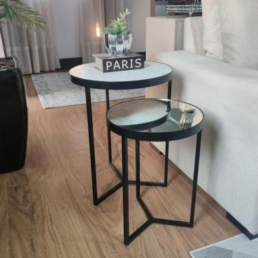 Imagem de Conjunto Mesa Lateral Viena Preta Com Espelho - BELI HOUSE