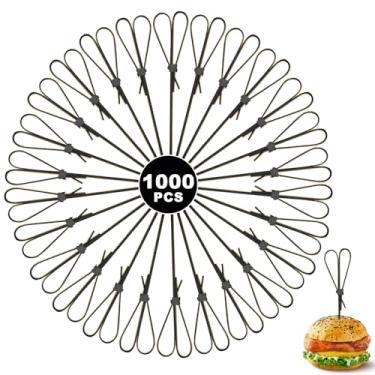 Imagem de 1000 palitos de bambu para coquetéis de bambu, palitos de madeira em forma de coração de 12 cm para aperitivos, espetos para tábuas de charcutaria, palhetas de comida extravagantes para festas