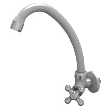 Imagem de Torneira para Cozinha de Parede Bica Móvel Porto Belo Luxo 1/4 de volta Cinza Cromado Com Bitola De 1/2" - 3/4" Durín