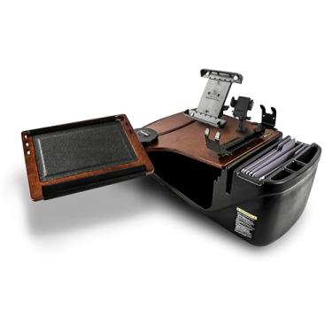 Imagem de AutoExec AE-RDFS-PS-PM-TAB-VC-21M Mesa de alcance do banco frontal do carro e estação de trabalho portátil com suporte para impressora, suporte para telefone, suporte para tablet e clipe de ventilação