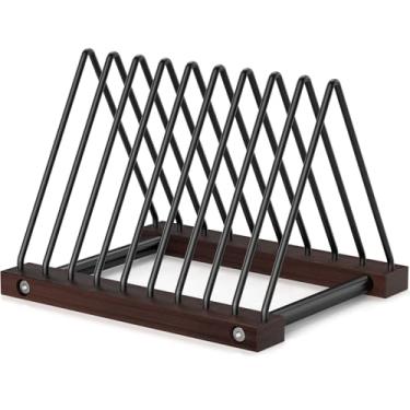 Imagem de Pashion Rack de armazenamento de discos de vinil | Suporte de exibição para coleções de álbuns | Suporte de fio de metal revestido de vinil durável para desktop, sala de estar, escritório