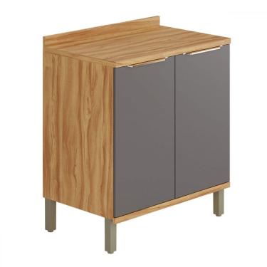 Imagem de Balcão de Cozinha 80 Cm Sauvignon 2 Portas 100% Mdf Amêndoa/Cinza - Rio Doce