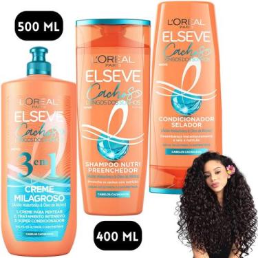 Imagem de Kit Elseve Cachos Longos Dos Sonhos Creme Milagroso 3 Em 1 - L'oreal P
