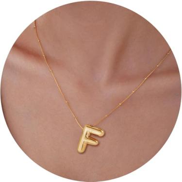 Imagem de Colar com pingente de letra inicial 3D, aço inoxidável, pingente de alfabeto personalizado para uso diário e, F, Aço inoxidável, Sem Pedra Preciosa