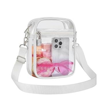 Imagem de Bolsa transversal transparente unissex, carteira esportiva transparente, alças ajustáveis, adequada para shows e eventos esportivos, Branco 1, Large
