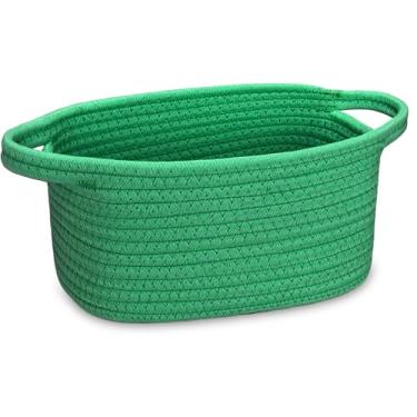 Imagem de Pequena cesta de armazenamento, mini cesta, linda cesta de tecido de corda de algodão, cesta de prateleira, cesta decorativa boho, cesta de presente vazia