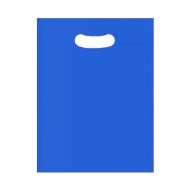 Imagem de Sacola Plástica Alça Vazada 15x20cm (Boca de Palhaço) – 100 Unidades – Cores Azul, Branco, Vermelho, Preto e Rosa Pink (Azul)