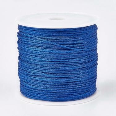 Imagem de Cordão de nylon de 45 m para pulseiras, fio de nylon de 0,8 mm, fio de nó chinês para pulseira trançada faça você mesmo, colar de miçangas, artesanato em macramê, azul