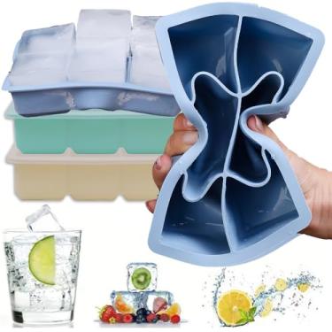 Imagem de 1 molde de cubo de gelo de silicone para banheira de imersão a frio, reutilizáveis, moldes de cubos de gelo extra grandes para acessórios de mergulho a frio, 16,7 x 11,6 cm (azul)