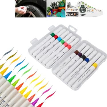 Imagem de Canetas Acrílicas para Pintura 12 Cores Vibrantes – Canetinhas Tinta Permanente para Madeira, Vidro, Plástico, Pedra e Cerâmica – Marcadores de Arte e Artesanato à Prova d’Água