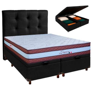 Imagem de Kit Cabeceira + Cama Box Bau + Colchão Casal Molas Ensacadas Legaccy Paropas