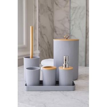 Imagem de Kit Banheiro 6 Peças Cinza Nature Mood – Conjunto Completo com Toque Sofisticado e Funcional