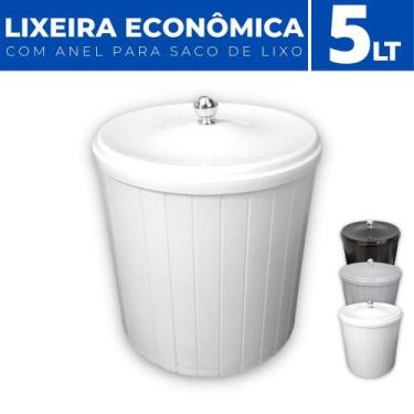 Imagem de Lixeira Cesto de Lixo Anel Porta Saco Plástico Cozinha 5 LT - Plas Tut