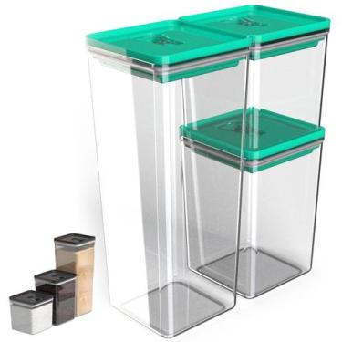 Imagem de Kit Pote Mantimento Hermético Organizador Cozinha Acrílico Tampa Trava