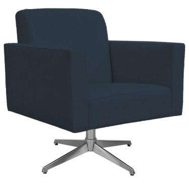 Imagem de Poltrona Com Base Giratória Suede Azul Marinho